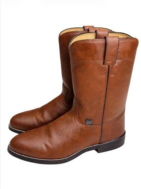 Justin Western Cowboy Boots Brown Leather Men’s 10.5 D Like New